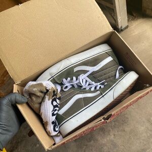 Vans Green and White High-Top Sneakers